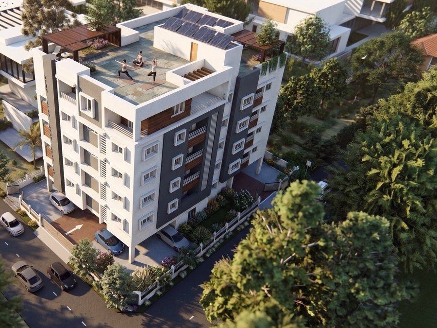 Sholinganallur Apartments — from above, on its corner plot